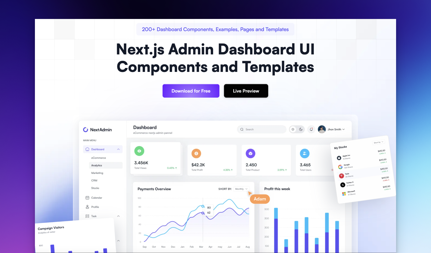 Nextjs Admin Dashboard preview